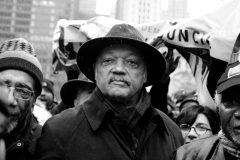 CHICAGO, IL. Nov. 27, 2015 – The Reverend Jesse Jackson walks with demonstrators down Chicago’s Magnificent Mile during a Black Friday protest, which was held in response to the shooting death of Laquan McDonald the Chicago Police.