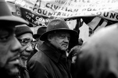 CHICAGO, IL. Nov. 27, 2015 – The Reverend Jesse Jackson leads several thousand demonstrators down Chicago’s Magnificent Mile during a Black Friday protest, which was held in response to the shooting death of Laquan McDonald by a Chicago Police office back in 2014.