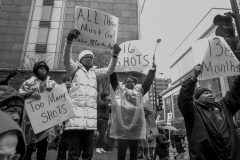 Demonstrators hold a mass march along Chicago’s Magnificent Mile on Black Friday to protest alleged widespread racism within the Chicago police department. The release of a police dashcam video earlier in the the week, which showed the fatal shooting death of 17-year-old Laquan McDonald by Chicago police Officer Jason Van Dyke, sparked multiple protests throughout the week.