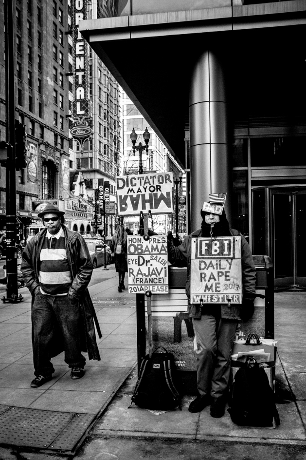 Chicago street photography. Hunger Strike Man - Randolph and Dearborn, Chicago, Spring 2014