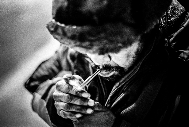 Takin' a Toke - #Gritstreet Photography - Nikon F2, 50mm 1.4, Tri-X EI800, Adonal Stand Development