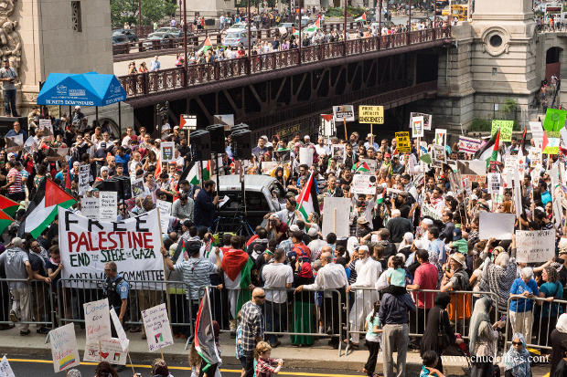 protesters rejected Israel's claims of self defense