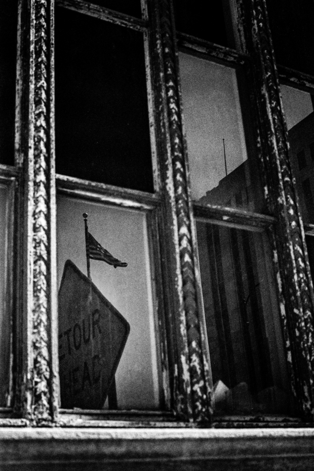 American Detour - Reflection in the faded glass of The Old Chicago Main Post Office.