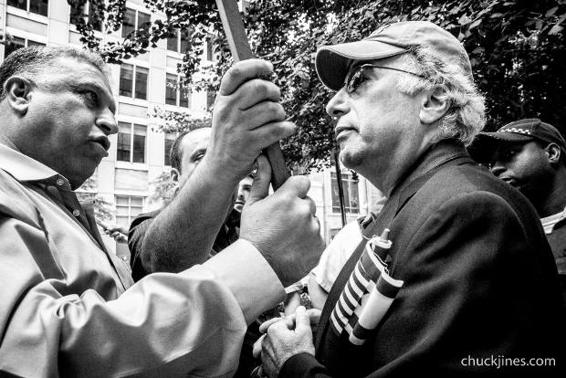 "If you embrace our flag, then we can both stand on this side of the street together." -Palestinian to the Israeli