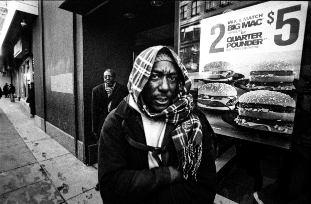 Tony Abernathy, Spring 2014 - State St., Chicago - Nikon F2, Tri-X EI 800, Stand Development -