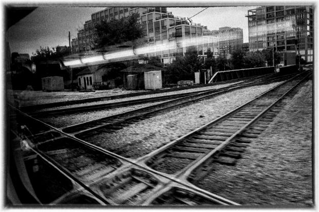 Metra Rail - Cross Track Railroad Shack, Chicago, 2014 – Kentmere 400 EI 800, 28mm, Minolta XD-11, Stand Development