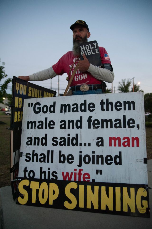 MOREHEAD, Ky. Sep 14, 2015 - "Sodomy is a crime here in Kentucky, " says Alan Hoile, who drove from North Carolina to support Kim Davis' refusal to issue marriage licenses to same-sex couples.