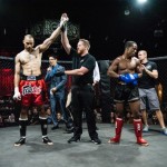 Steven Paine Jennings wins the first TFC Muay Thai title fight over his opponent, Lamont Chulo Doyle, during TFC 135.