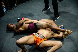 Derrick Wick attempts to lock-in an arm-bar on his opponent, Eddie Lopez, during TFC 135, Friday September 25, 2015.