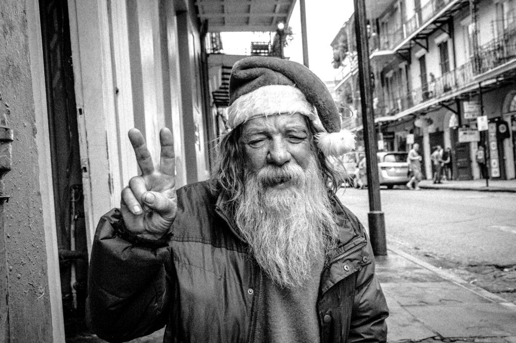 Kent, originally from Michigan, likes to tell jokes. Kent has been sleeping near Jackson Square for the past few days, ever since he arrived in town.